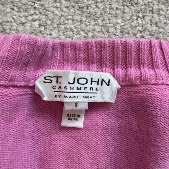 Women's St. John By Marie Gray Pink Cashmere Zip Up Cardigan Sweater - Size S - Picture 5 of 6